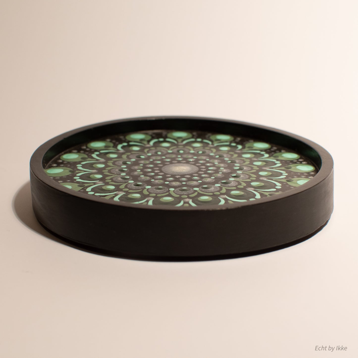 Mandala sieradenschaaltje groen - 10 cm - porseleingips