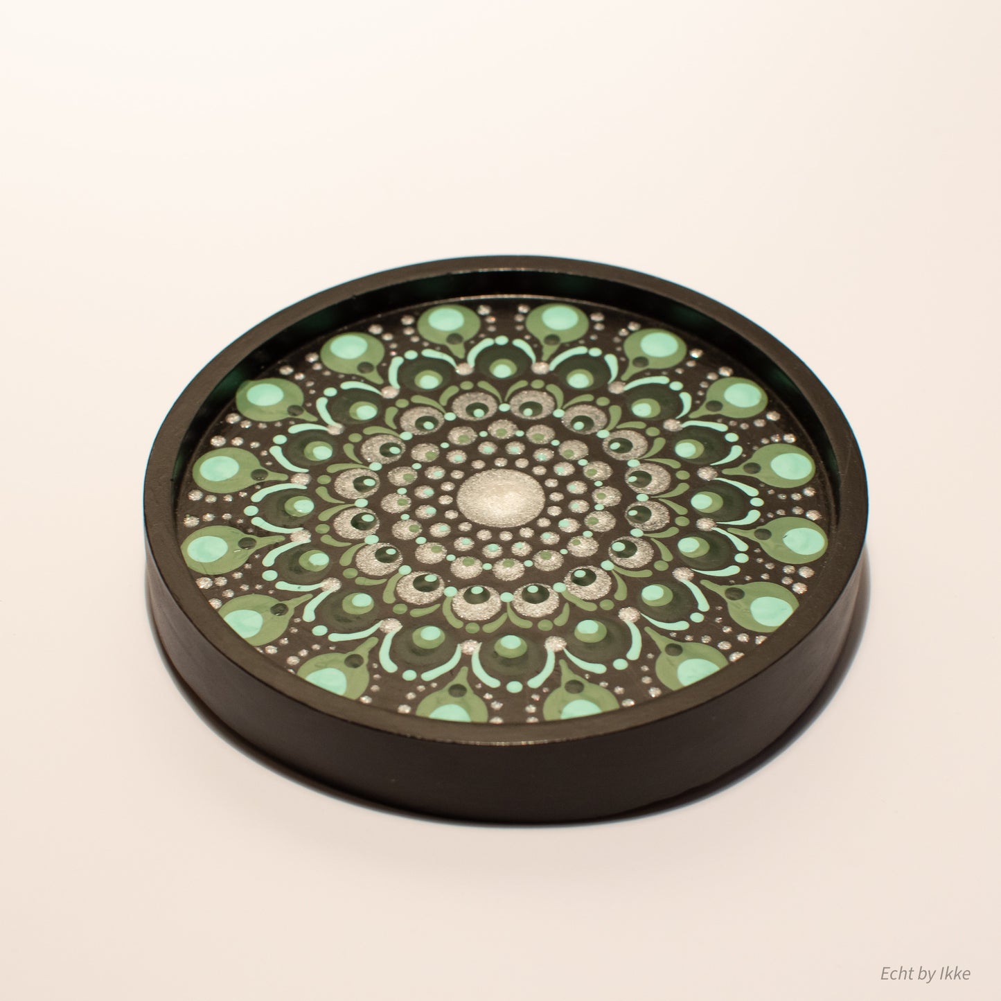 Mandala sieradenschaaltje groen - 10 cm - porseleingips