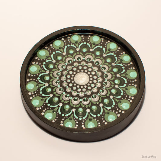 Mandala sieradenschaaltje groen - 10 cm - porseleingips