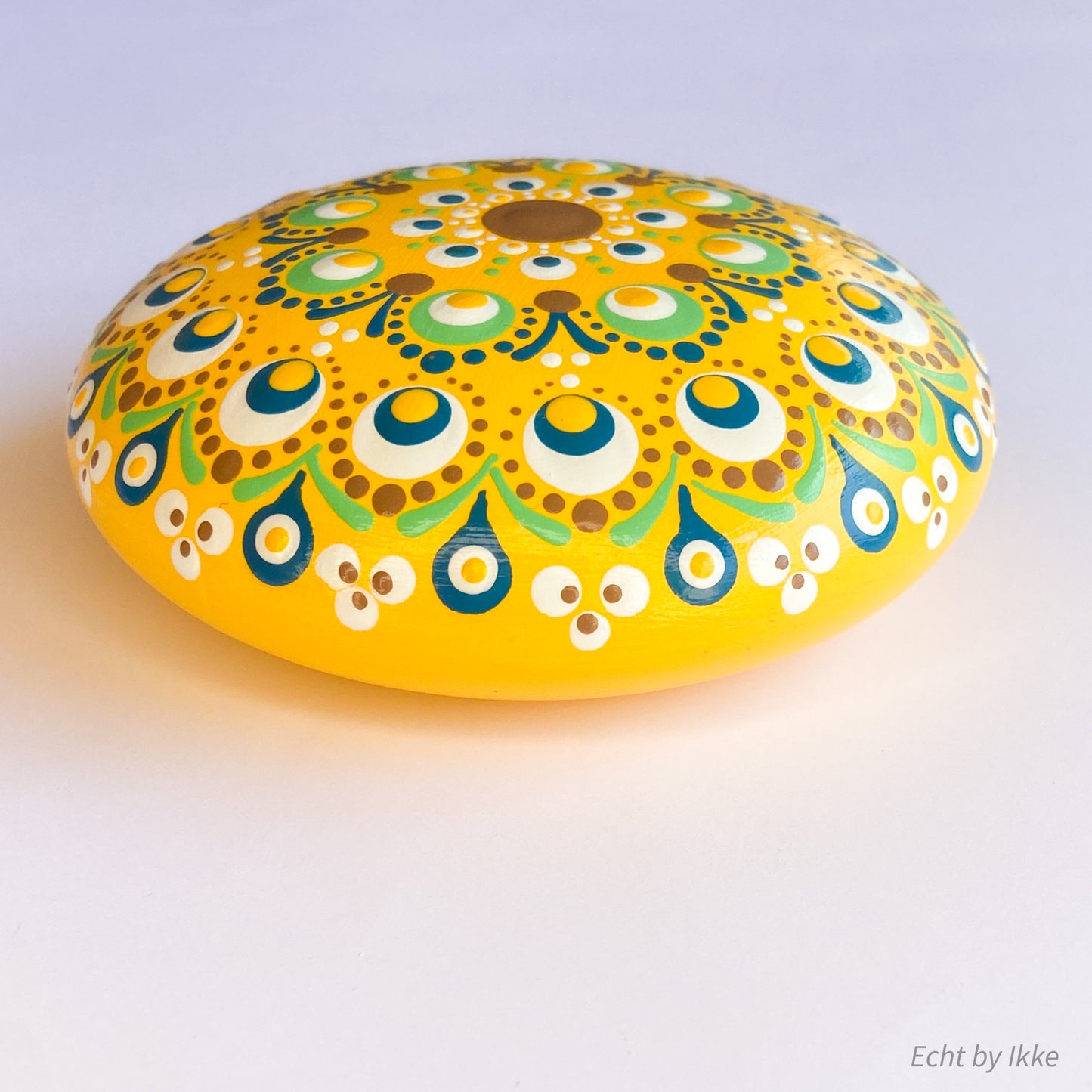 Mandala stipsteen geel - 9,5 cm - porseleingips
