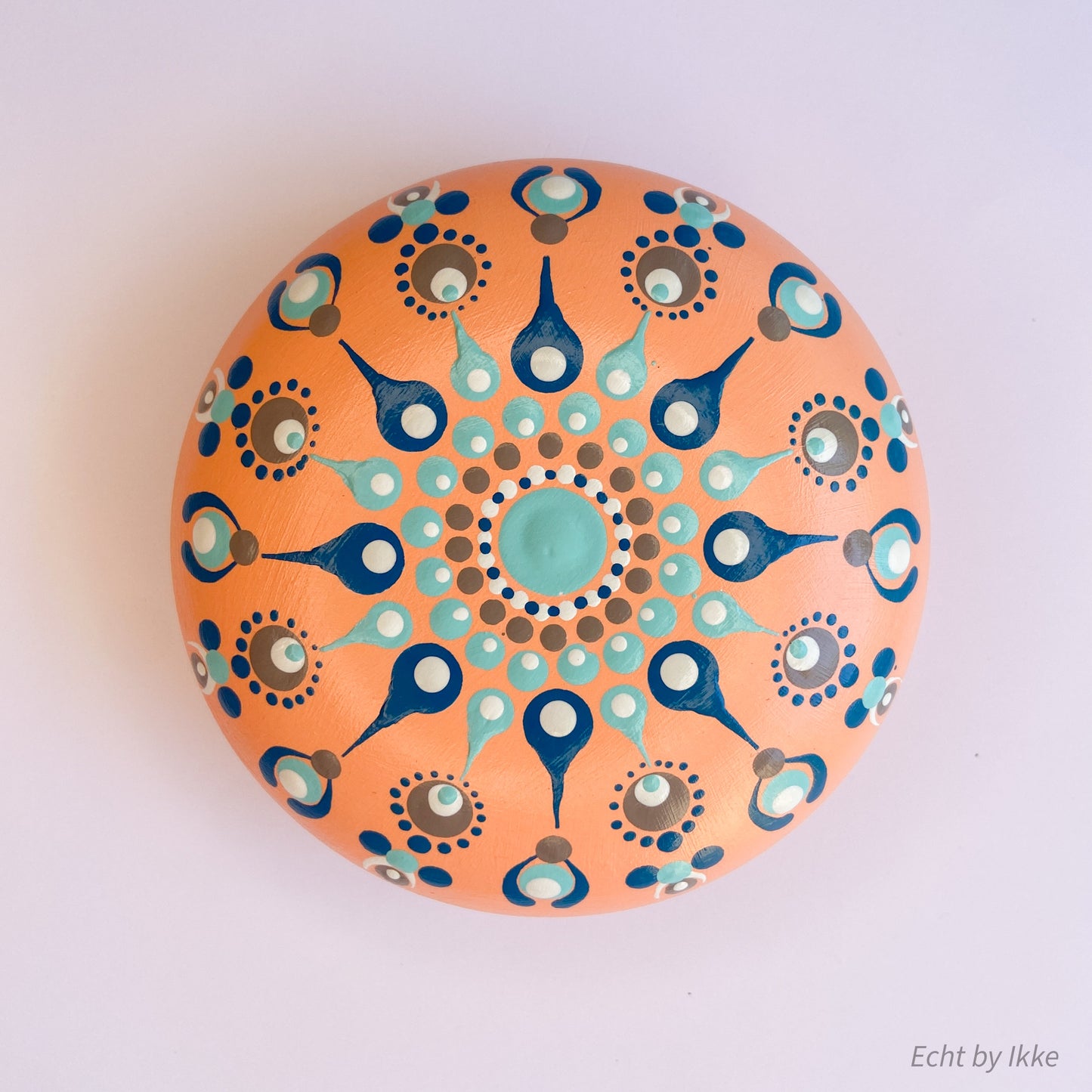 Mandala stipsteen zalmroze - 9,5 cm - porseleingips