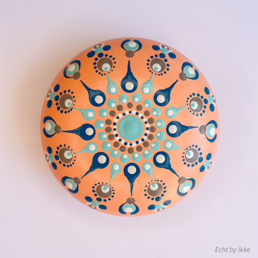 Mandala stipsteen zalmroze - 9,5 cm - porseleingips