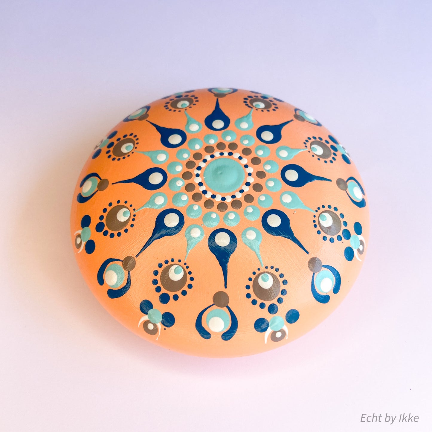 Mandala stipsteen zalmroze - 9,5 cm - porseleingips