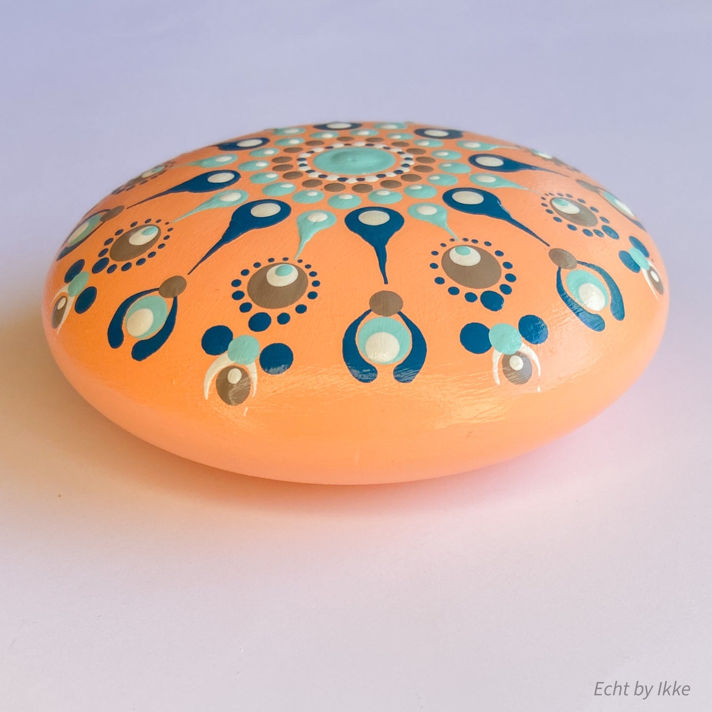 Mandala stipsteen zalmroze - 9,5 cm - porseleingips