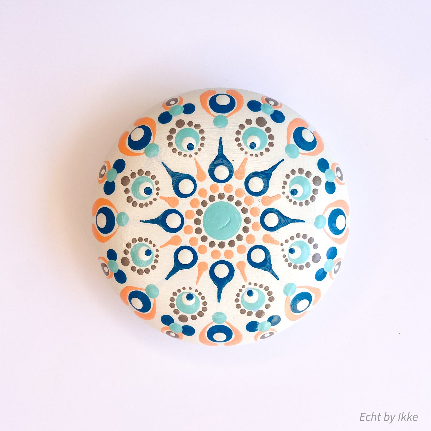 Mandala stipsteen wit - 7,5 cm - porseleingips