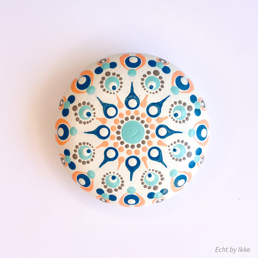 Mandala stipsteen wit - 7,5 cm - porseleingips