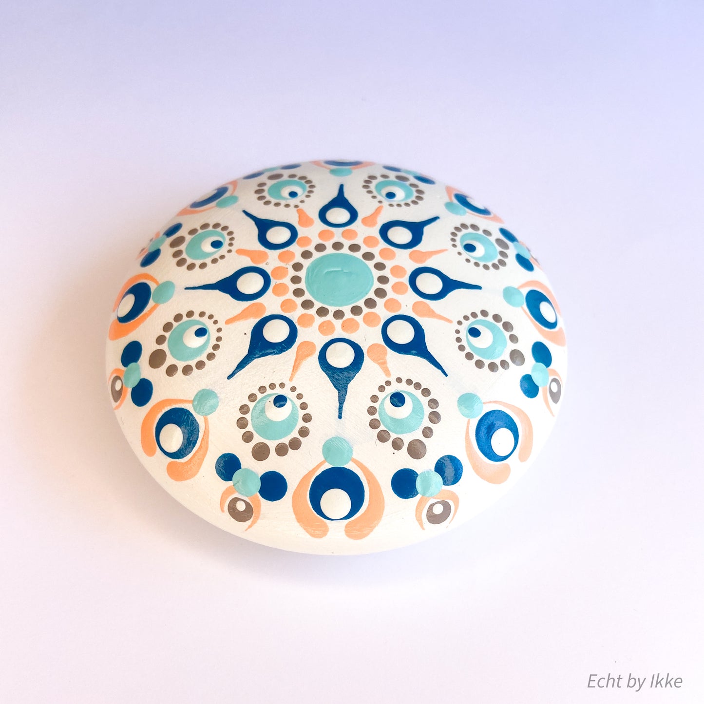 Mandala stipsteen wit - 7,5 cm - porseleingips