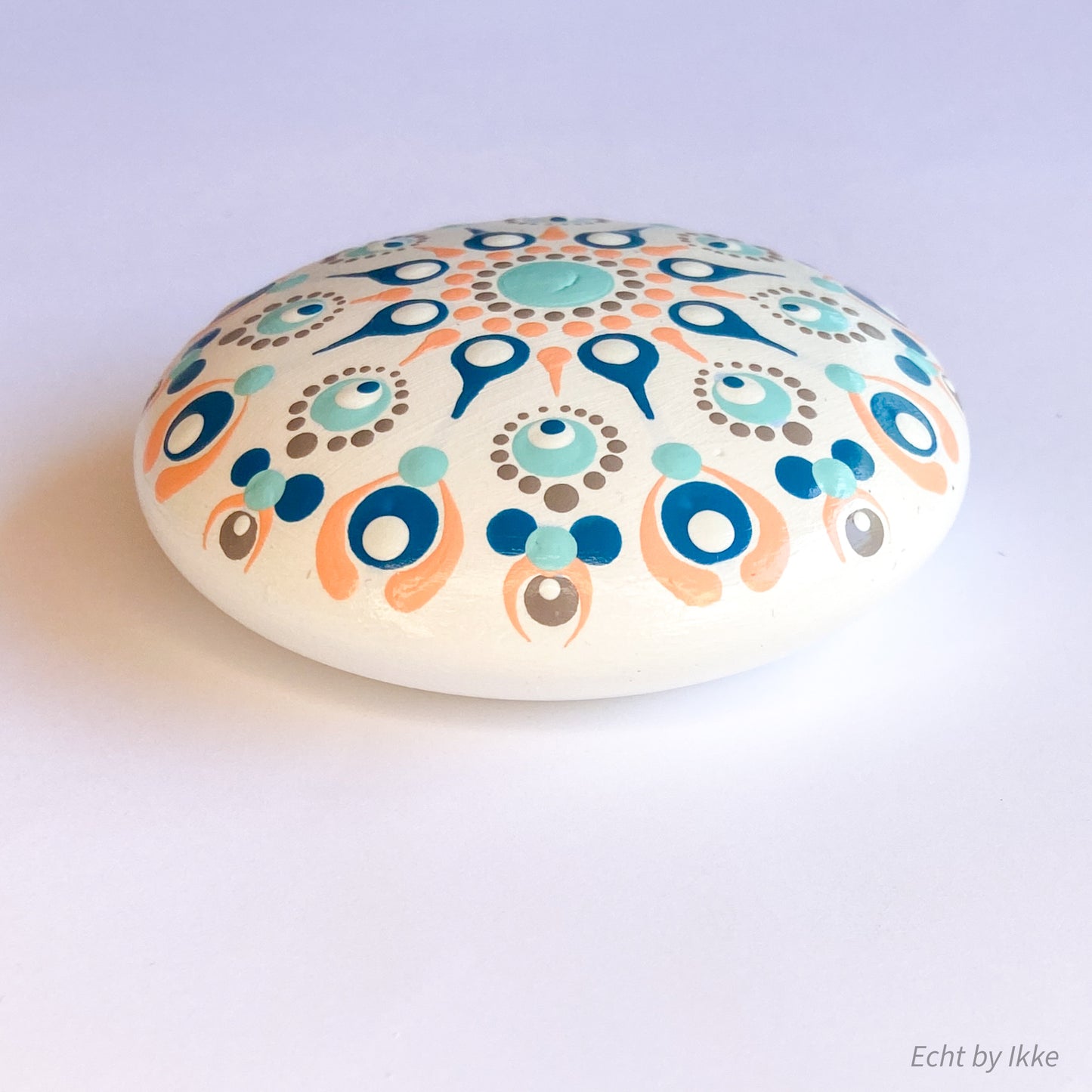 Mandala stipsteen wit - 7,5 cm - porseleingips